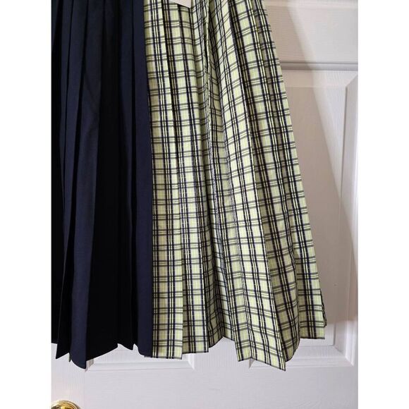 ADEAM Graf Skirt, check & Two Tone Pleated Navy Size 4 NWT $995 - Picture 2 of 10